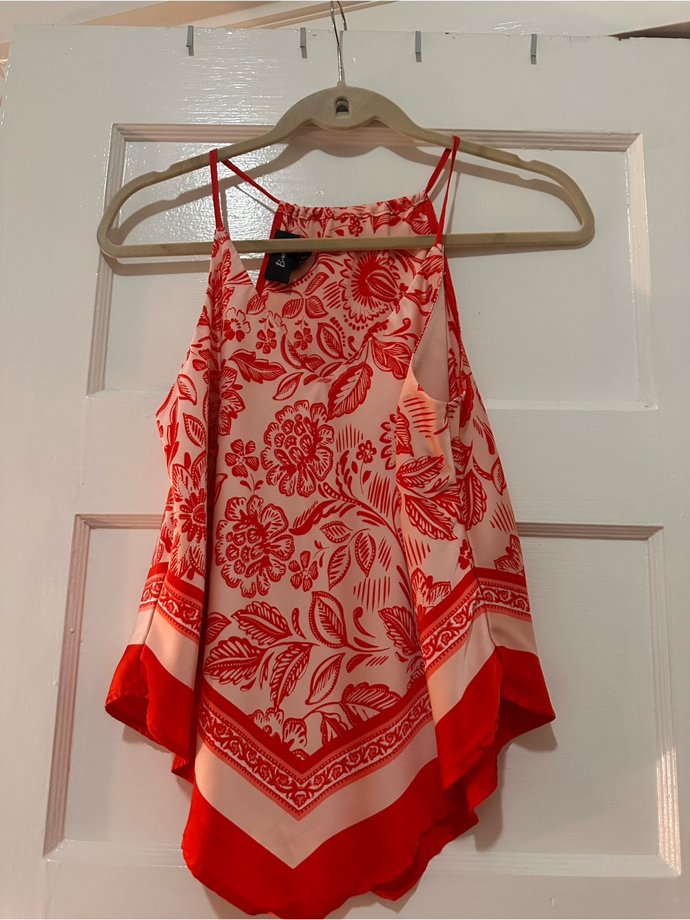 Bwear Red Floral Handkerchief Hem Camisole